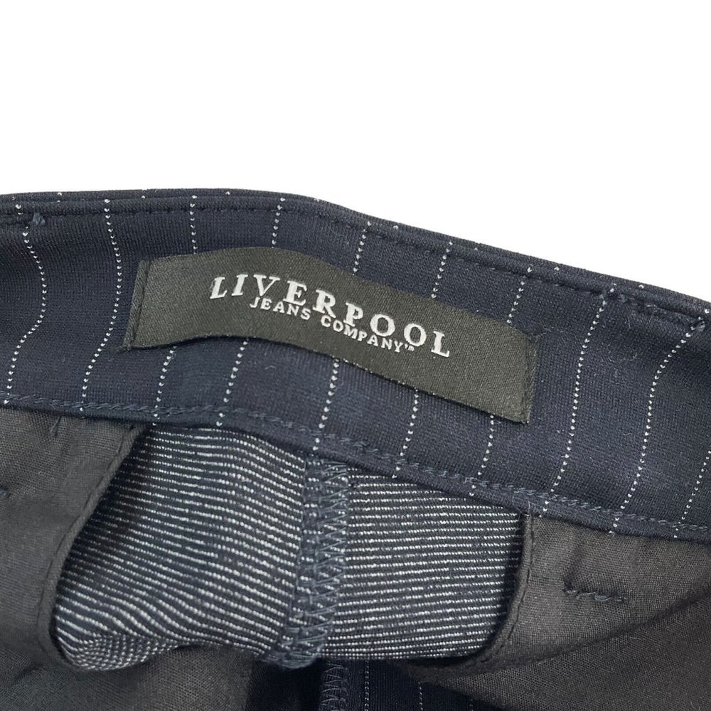 Liverpool Pants Womens 30" Blue Striped Knit Trouser Straight Leg Mid Rise $98 - Picture 3 of 8
